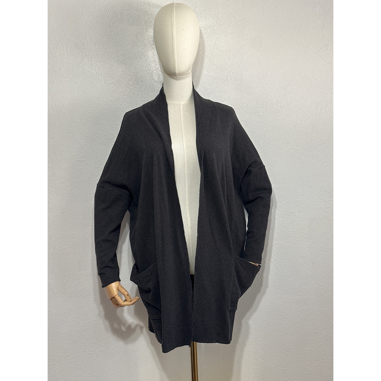 Pact Organic Cotton Open Cardigan S Dark Grey Sustainable Minimalist Boho Hippie